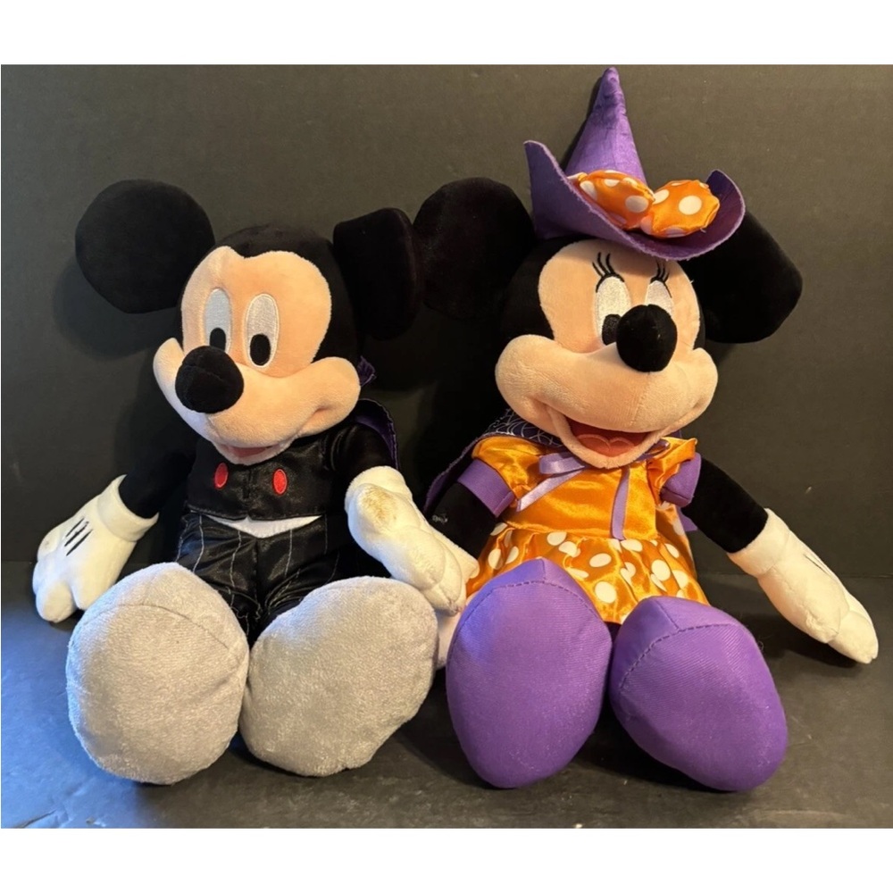 Hallmark Halloween Mickey and Minnie Plush Set - Black, White, Orange, Purple